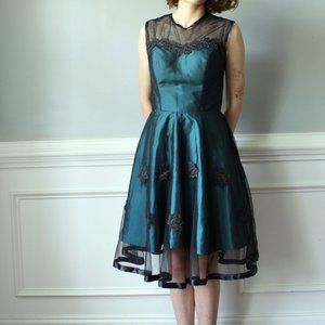 Black and blue mesh  homecoming dress